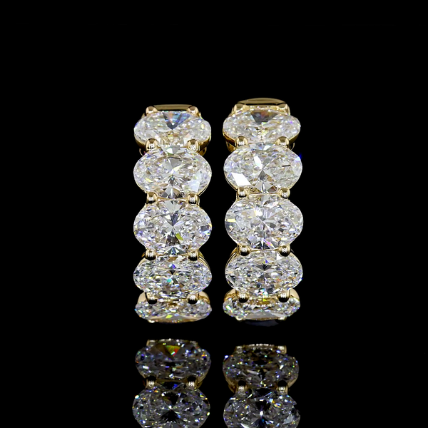 Lab-Grown 2.01 Carat Oval E-VS Diamond 14K Yellow Gold Huggies Earrings