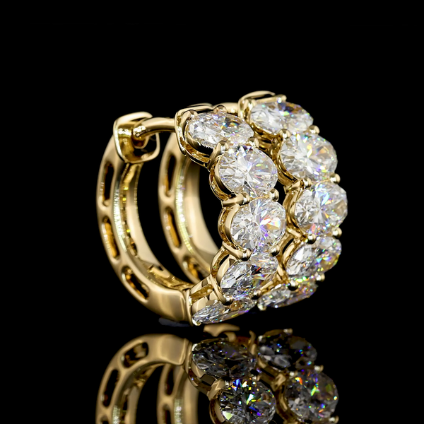 Lab-Grown 2.02 Carat Oval E-VS Diamond 14K Yellow Gold Huggies Earrings