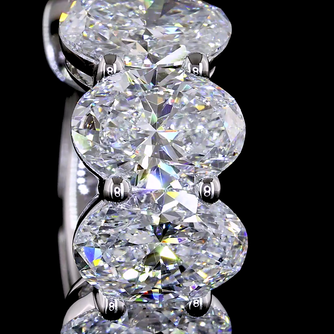 Lab-Grown 3.62 Carat Oval E-VS2 Diamond 14K White Gold Huggies Earrings