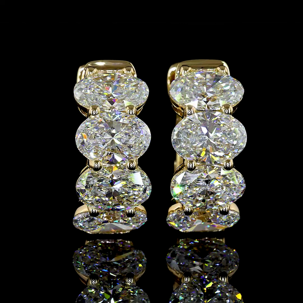 Lab-Grown 3.61 Carat Oval - Diamond 14K Yellow Gold Huggies Earrings