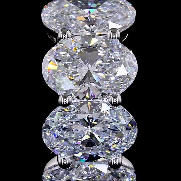 Lab-Grown 5.19 Carat Oval - Diamond 14K White Gold Huggies Earrings