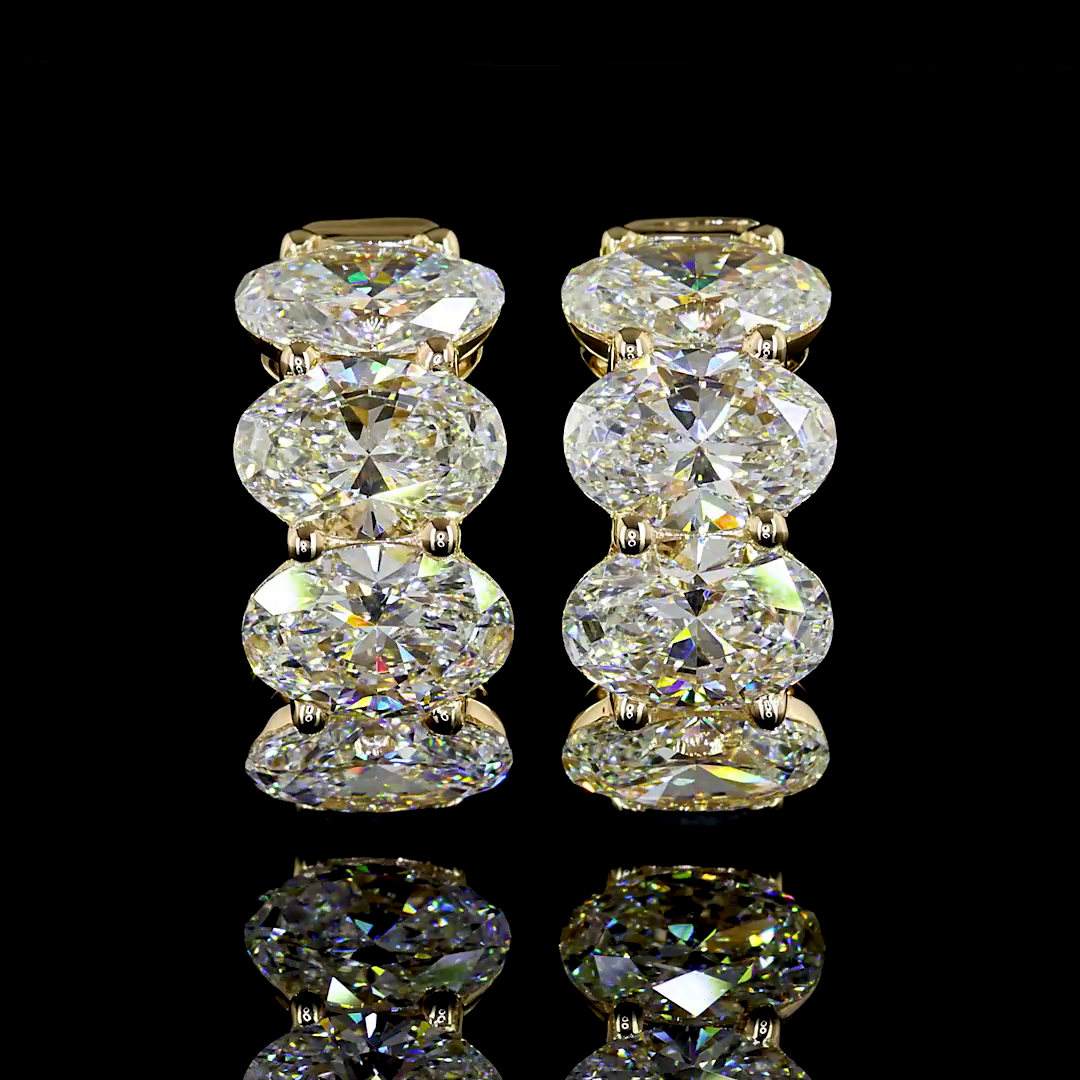 Lab-Grown 5.2 Carat Oval - Diamond 14K Yellow Gold Huggies Earrings