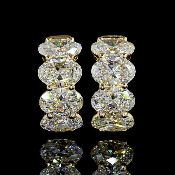 Lab-Grown 5.33 Carat Oval - Diamond 14K Yellow Gold Huggies Earrings