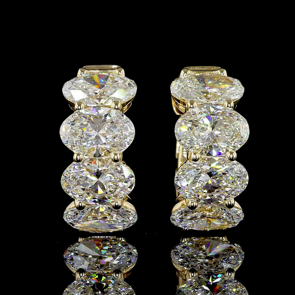 Lab-Grown 5.08 Carat Oval - Diamond 14K Yellow Gold Huggies Earrings