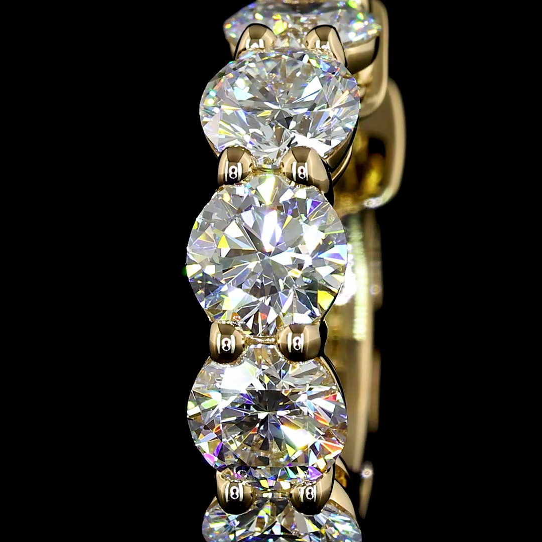 Lab-Grown 2.08 Carat Round E-VS1 Diamond 14K Yellow Gold Huggies Earrings