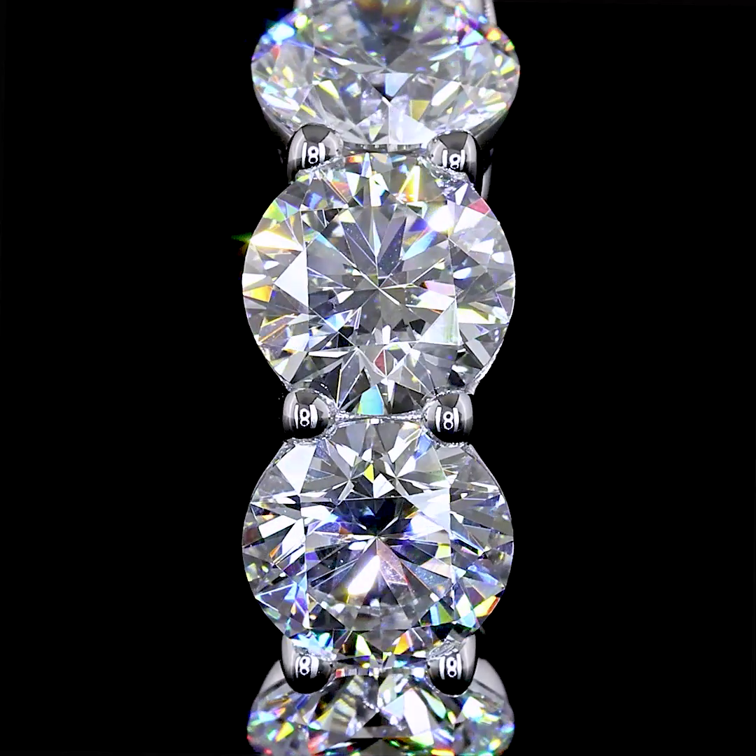 Lab-Grown 3.47 Carat Round E-VS2 Diamond 14K White Gold Huggies Earrings