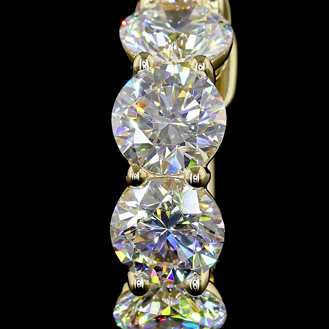 Lab-Grown 3.43 Carat Round E-VS2 Diamond 14K Yellow Gold Huggies Earrings