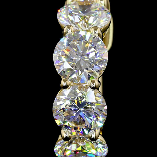 Lab-Grown 3.43 Carat Round E-VS2 Diamond 14K Yellow Gold Huggies Earrings