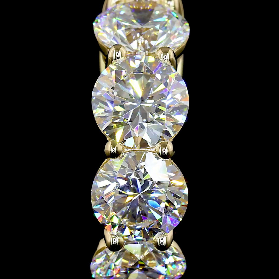 Lab-Grown 3.47 Carat Round E-VS2 Diamond 14K Yellow Gold Huggies Earrings