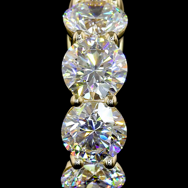 Lab-Grown 3.46 Carat Round E-VS2 Diamond 14K Yellow Gold Huggies Earrings