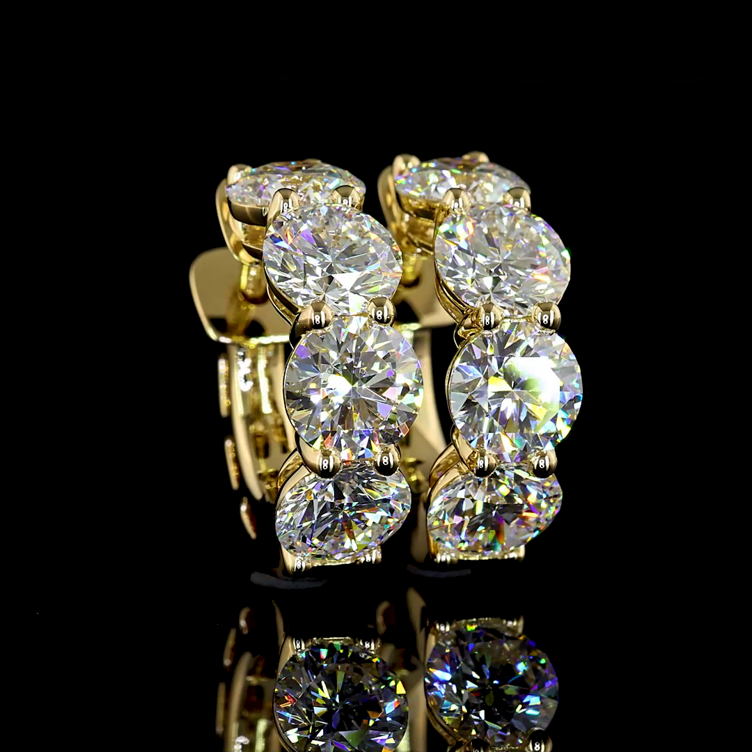 Lab-Grown 5 Carat Round E-VS Diamond 14K Yellow Gold Huggies Earrings