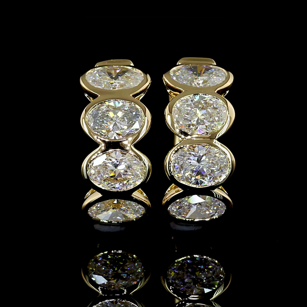 Lab-Grown 2.06 Carat Oval E-VS Diamond 14K Yellow Gold Huggies Earrings