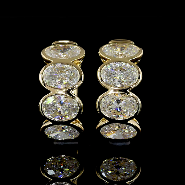 Lab-Grown 2.07 Carat Oval E-VS Diamond 14K Yellow Gold Huggies Earrings