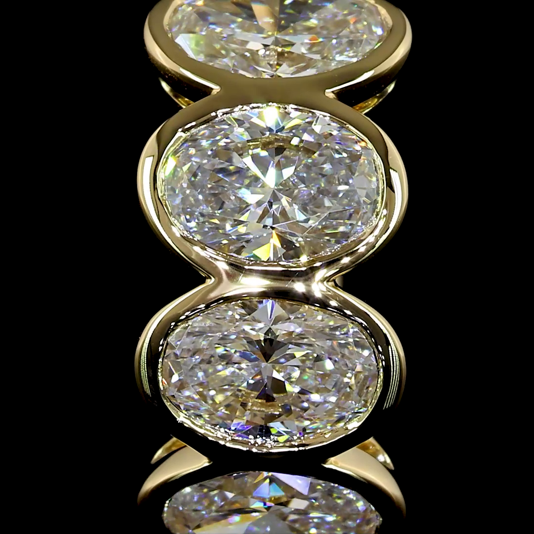 Lab-Grown 2.09 Carat Oval E-VS Diamond 14K Yellow Gold Huggies Earrings