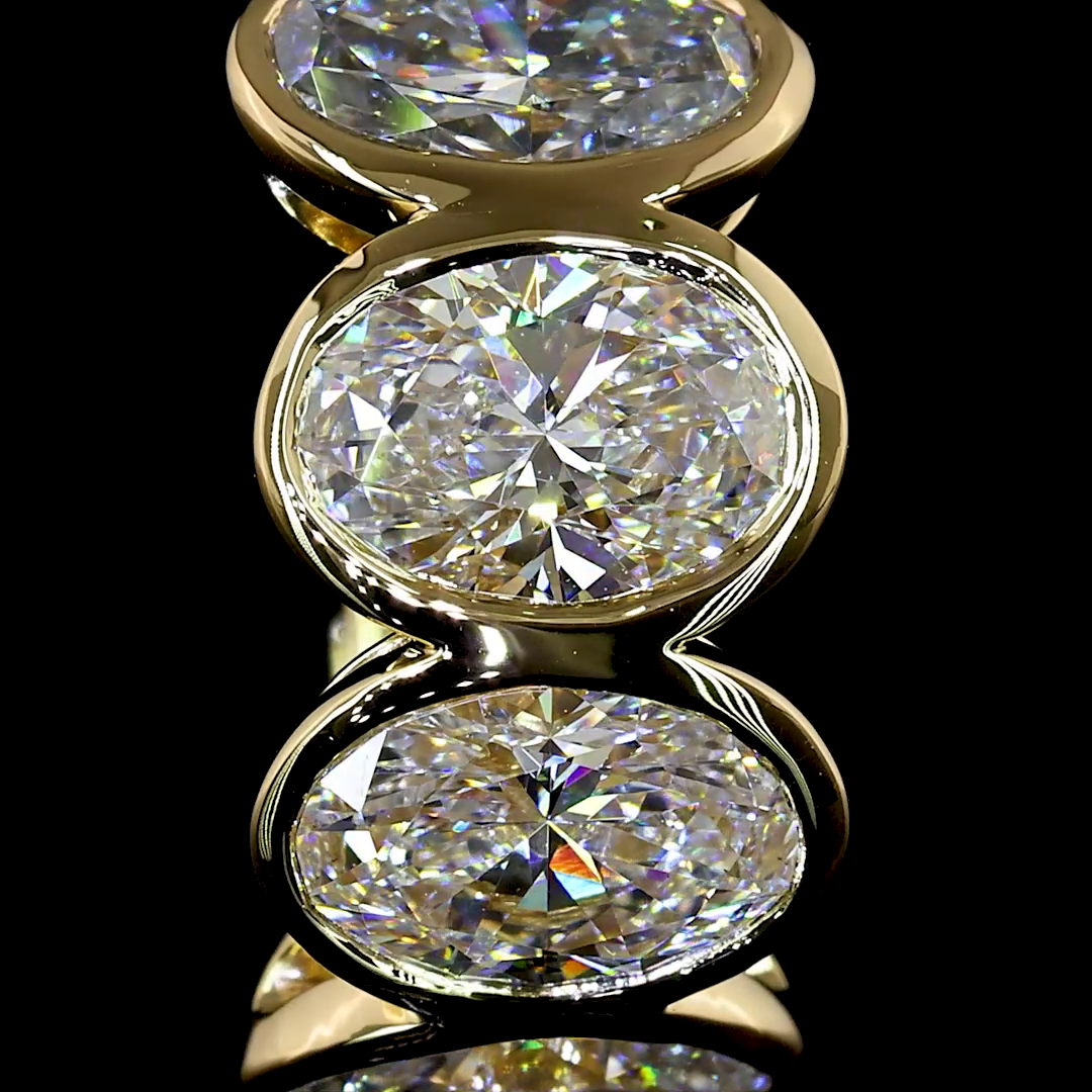 Lab-Grown 3.54 Carat Oval E-VS1 Diamond 14K Yellow Gold Huggies Earrings