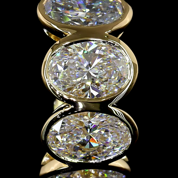 Lab-Grown 3.54 Carat Oval E-VS1 Diamond 14K Yellow Gold Huggies Earrings