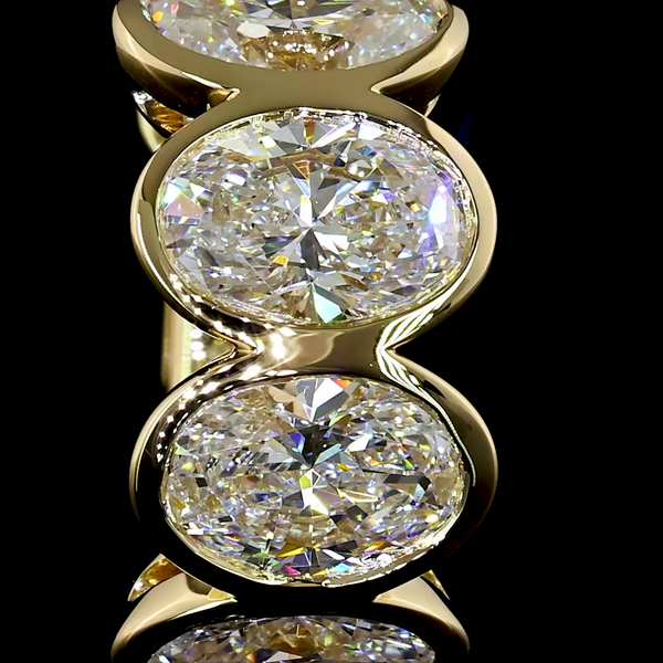 Lab-Grown 3.62 Carat Oval E-VS Diamond 14K Yellow Gold Huggies Earrings