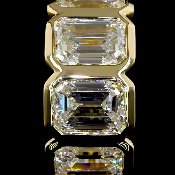 Lab-Grown 3.52 Carat Emerald E-VS Diamond 14K Yellow Gold Huggies Earrings