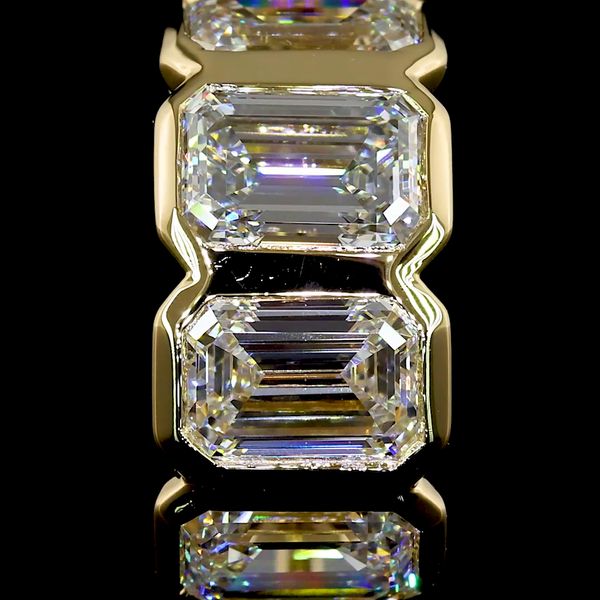Lab-Grown 3.51 Carat Emerald E-VS Diamond 14K Yellow Gold Huggies Earrings
