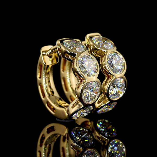 Lab-Grown 1.99 Carat Round E-VS Diamond 14K Yellow Gold Huggies Earrings