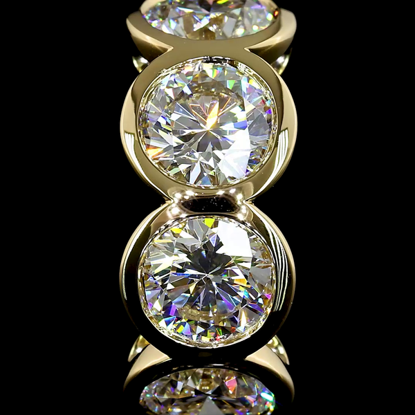 Lab-Grown 3.7 Carat Round E-VS Diamond 14K Yellow Gold Huggies Earrings
