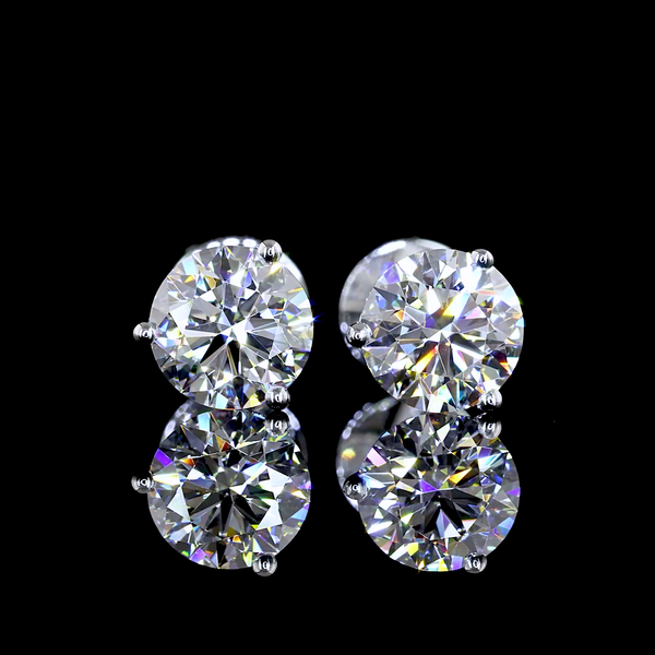 Lab-Grown 1.5 Carat Round E-VVS2 Diamond 14K White Gold Martini Earrings