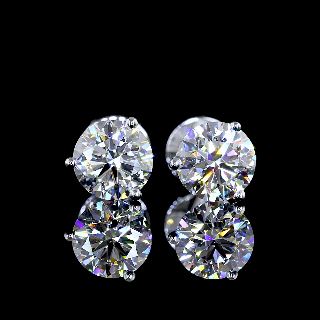 Lab-Grown 1.5 Carat Round E-VVS2 Diamond 14K White Gold Martini Earrings