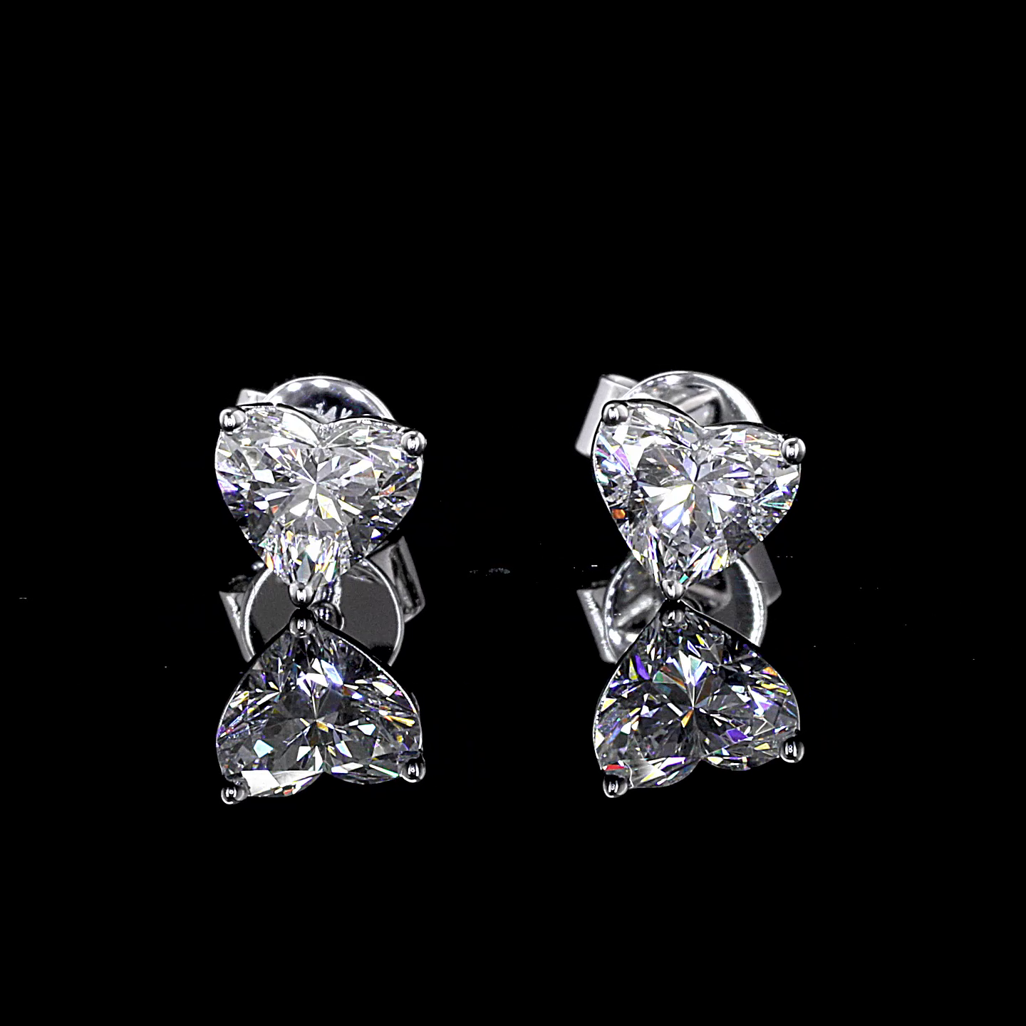 Lab-Grown 1.22 Carat Heart E-VVS2 Diamond 14K White Gold Studs Earrings