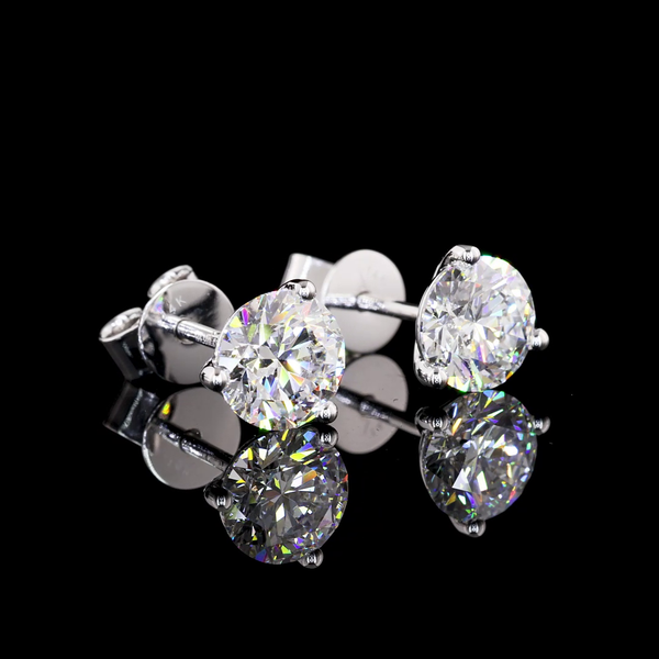 Lab-Grown 2.01 Carat Round D-VS1 Diamond 14K White Gold Martini Earrings