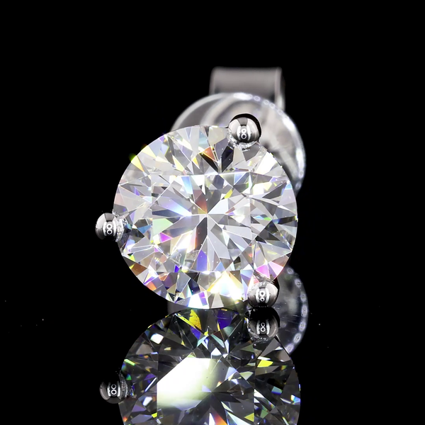 Lab-Grown 2.01 Carat Round D-VS1 Diamond 14K White Gold Martini Earrings