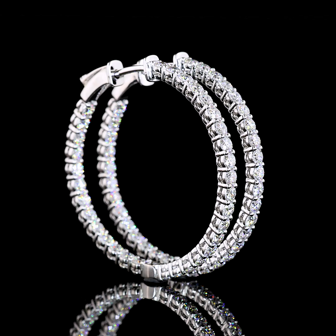 Lab-Grown 2.25 Carat Round E-VS Diamond 14K White Gold Hoops Earrings