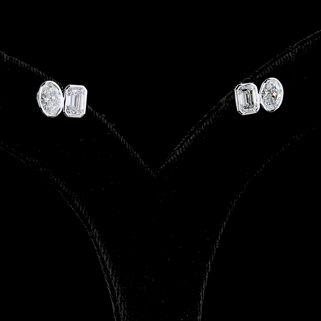 Lab-Grown 1.91 Carat MIX E-VS Diamond 14K White Gold Studs Earrings