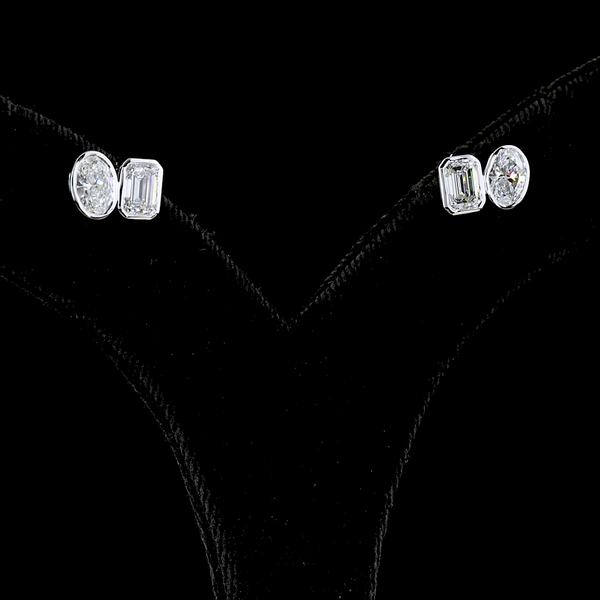Lab-Grown 1.91 Carat MIX E-VS Diamond 14K White Gold Studs Earrings