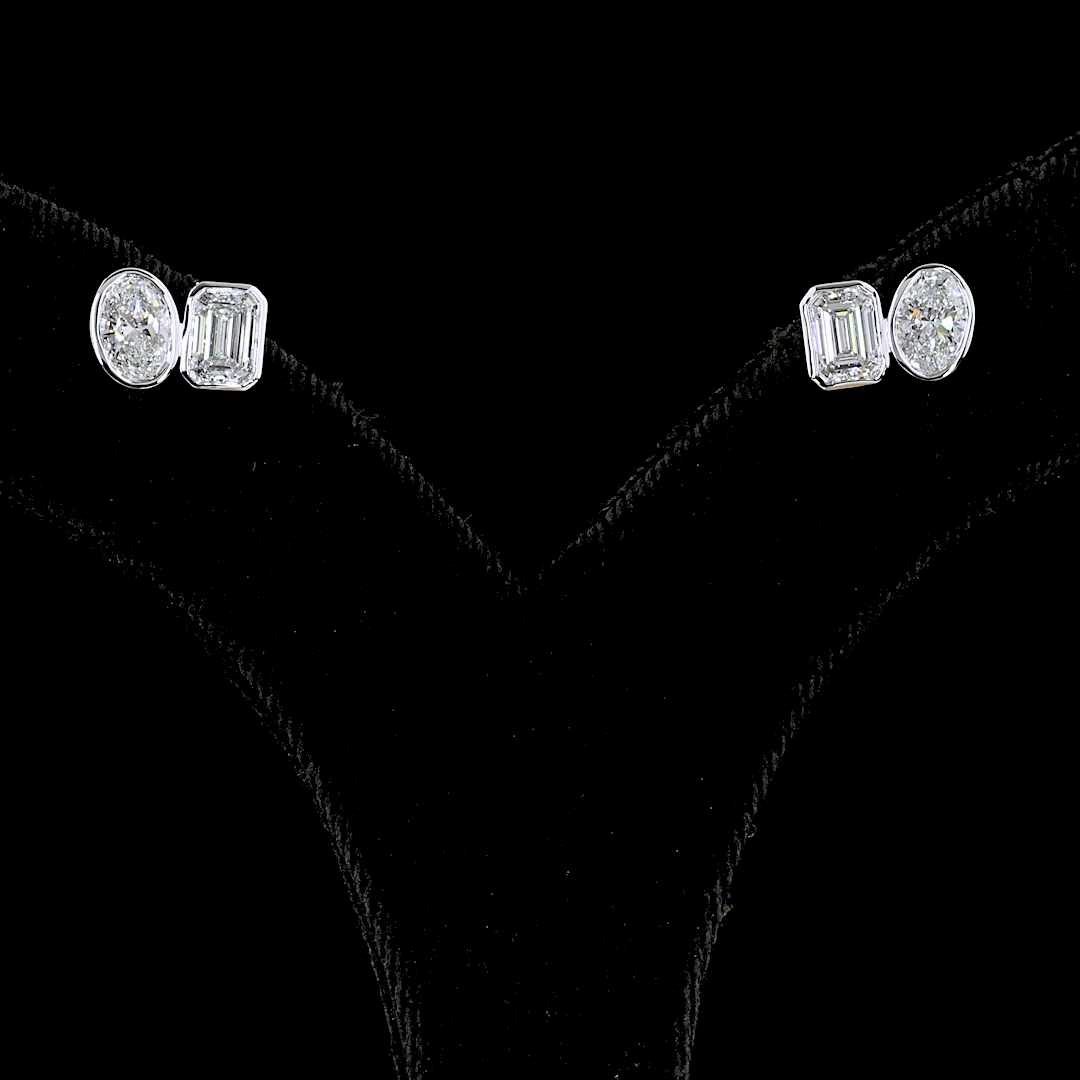Lab-Grown 1.91 Carat MIX E-VS Diamond 14K White Gold Studs Earrings