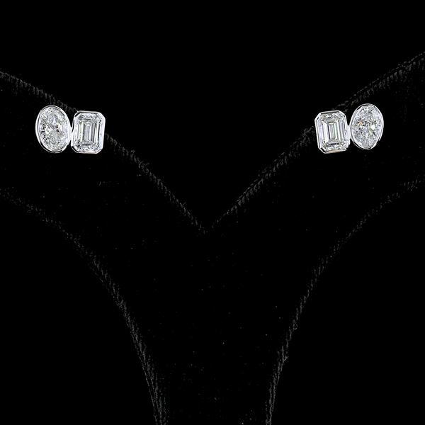 Lab-Grown 1.91 Carat MIX E-VS Diamond 14K White Gold Studs Earrings