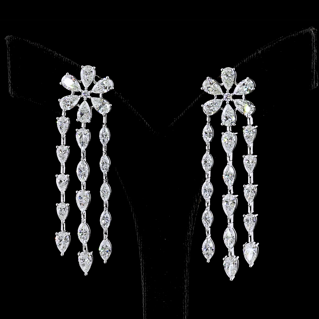 Lab-Grown 14.29 Carat MIX E-VS Diamond 14K White Gold Special Earrings