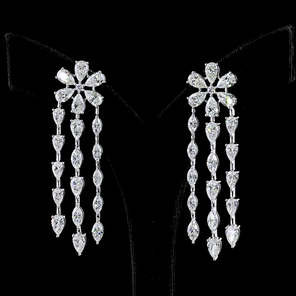 Lab-Grown 14.29 Carat MIX E-VS Diamond 14K White Gold Special Earrings