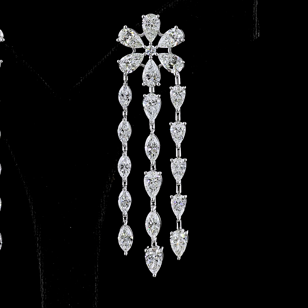 Lab-Grown 14.29 Carat MIX E-VS Diamond 14K White Gold Special Earrings