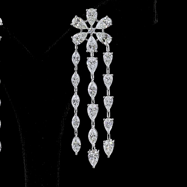Lab-Grown 14.29 Carat MIX E-VS Diamond 14K White Gold Special Earrings