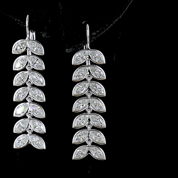 Lab-Grown 3.29 Carat Marquise E-VS Diamond 14K White Gold Hanging Earrings