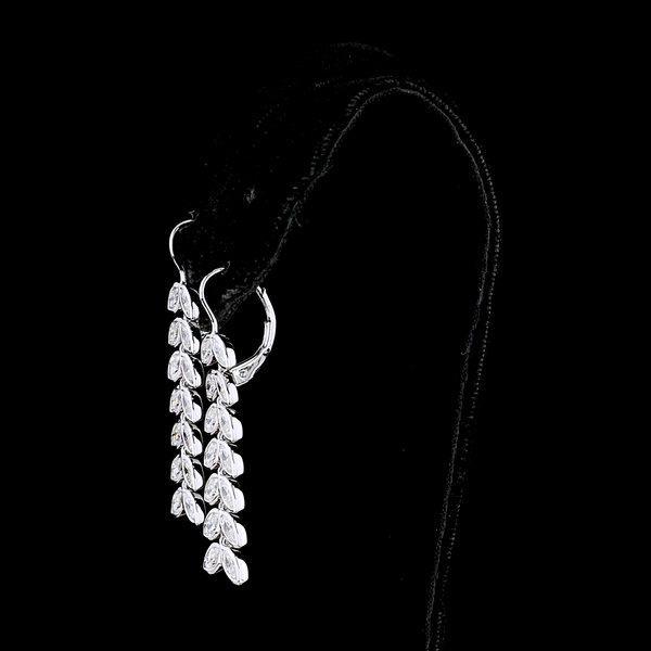 Lab-Grown 3.36 Carat Marquise E-VS Diamond 14K White Gold Hanging Earrings