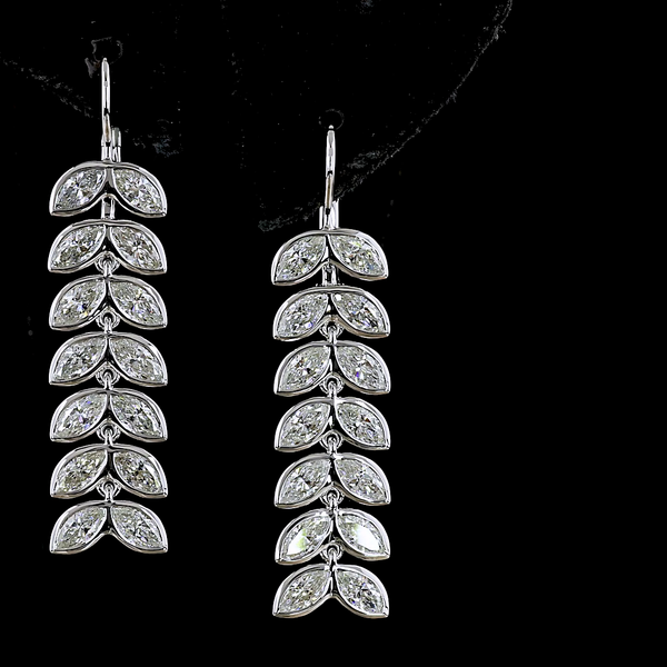 Lab-Grown 3.36 Carat Marquise E-VS Diamond 14K White Gold Hanging Earrings