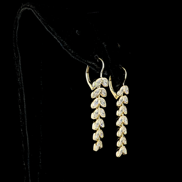 Lab-Grown 3.32 Carat Marquise E-VS2 Diamond 14K Yellow Gold Hanging Earrings