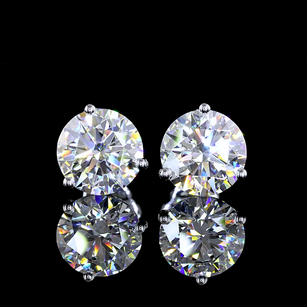 Lab-Grown 5.11 Carat Round G-VS1 Diamond 14K White Gold Martini Earrings