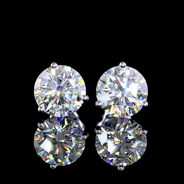 Lab-Grown 5.11 Carat Round G-VS1 Diamond 14K White Gold Martini Earrings