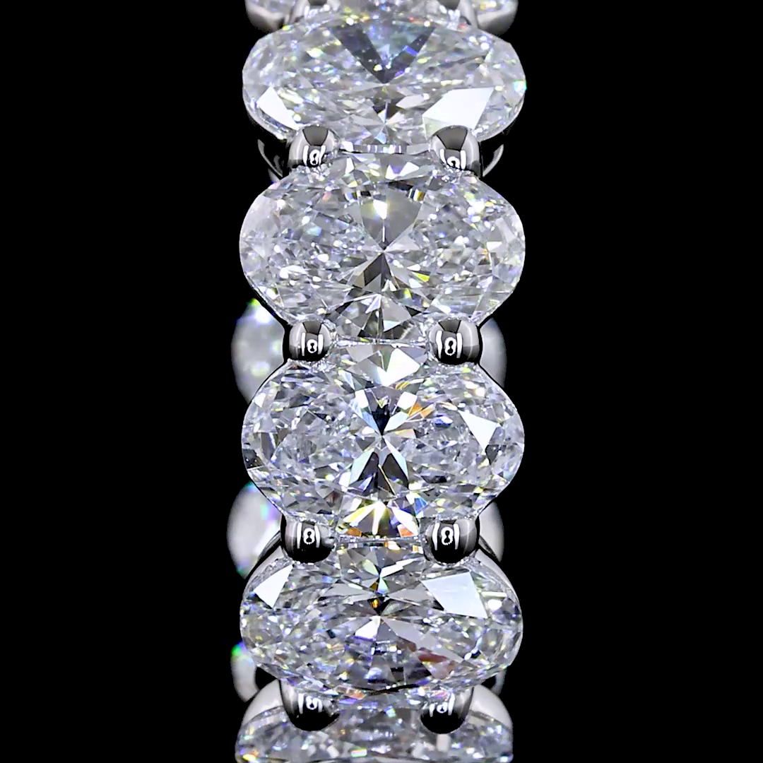 Lab-Grown 3.52 Carat Oval E-VS Diamond 14K White Gold Huggies Earrings