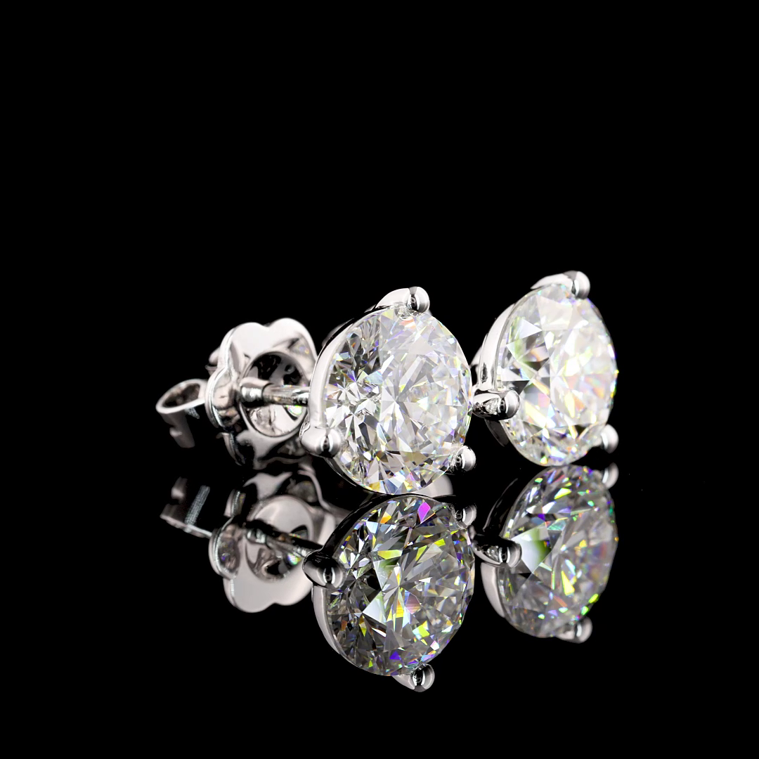 Lab-Grown 4.06 Carat Round E-VS1 Diamond 14K White Gold Martini Earrings