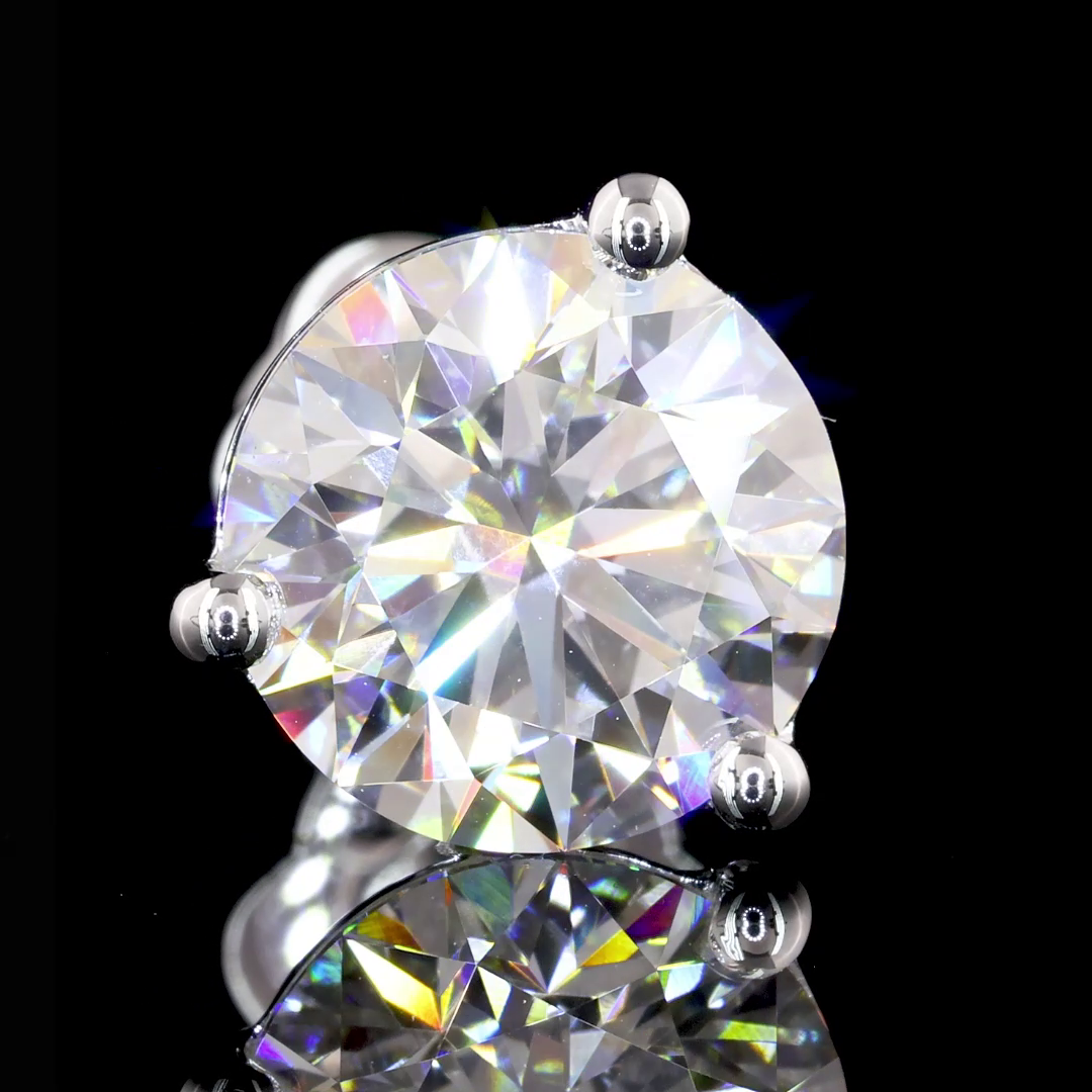 Lab-Grown 4.06 Carat Round E-VS1 Diamond 14K White Gold Martini Earrings