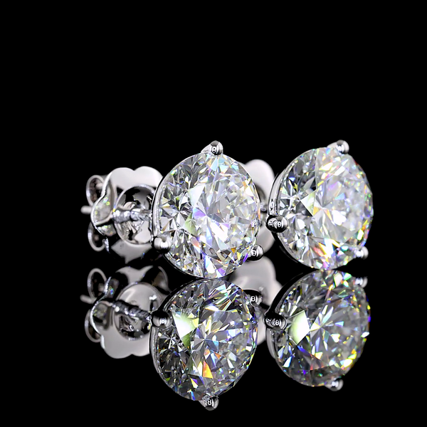 Lab-Grown 4.16 Carat Round F-VS1 Diamond 14K White Gold Martini Earrings