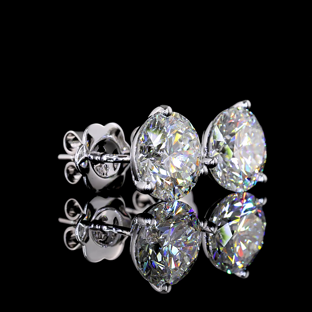 Lab-Grown 4.1 Carat Round F-VS1 Diamond 14K White Gold Martini Earrings